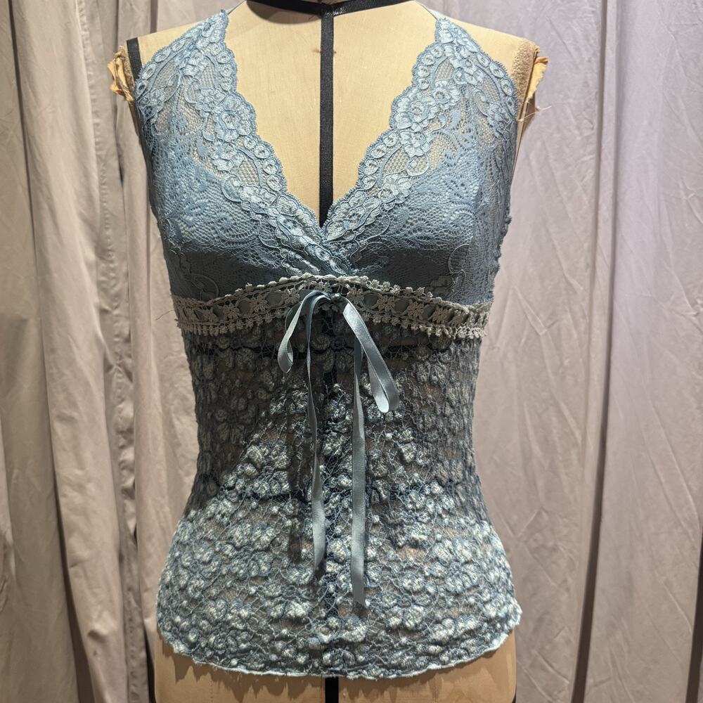 Ann Ferriday Vintage Stock Crossdye Lace Halter Top S